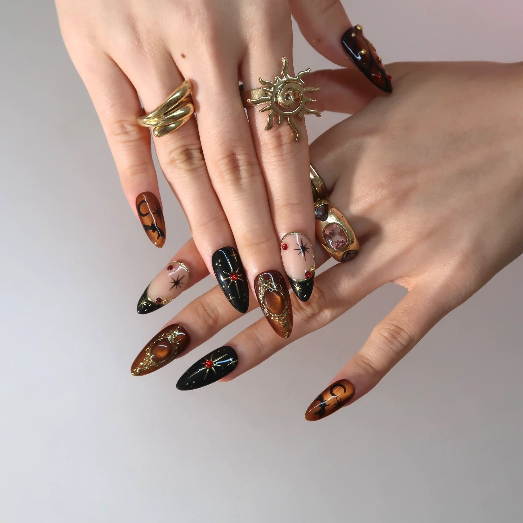 Moonspell - Ersa Nails Black Gold PressOnNails