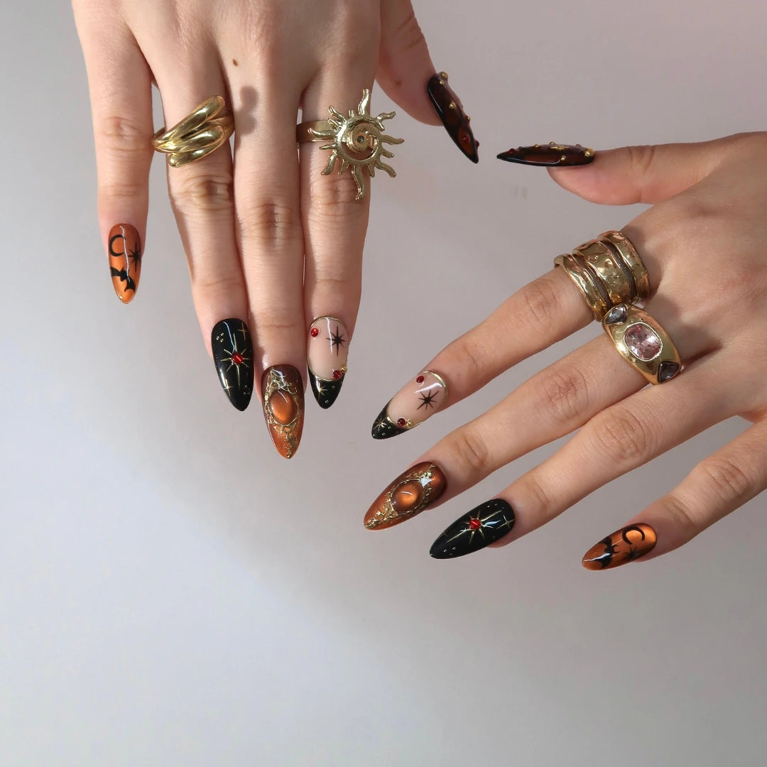 Moonspell - Ersa Nails Black Gold PressOnNails