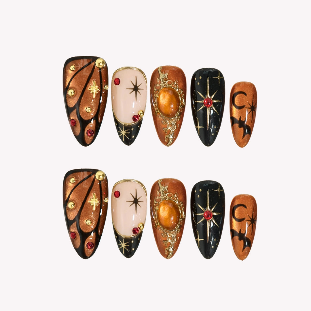 Moonspell - Ersa Nails Black Gold PressOnNails