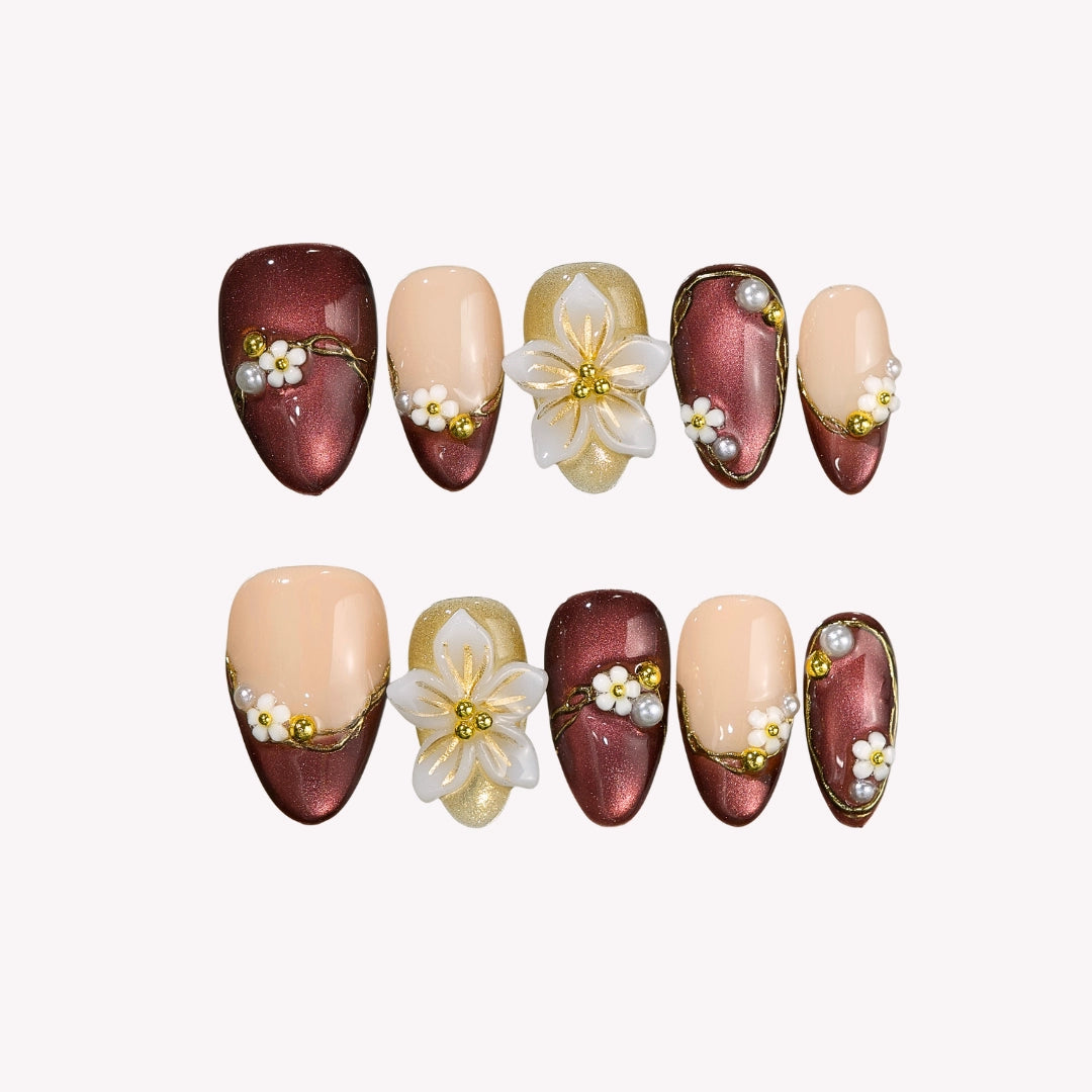 Mulled Wine - Ersa Nails Nude Red PressOnNails