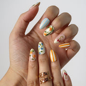 My Happy Hour - Ersa Nails Nude White Blue Orange PressOnNails