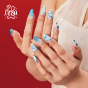 Mystic Siren - Ersa Nails Blue White Silver PressOnNails