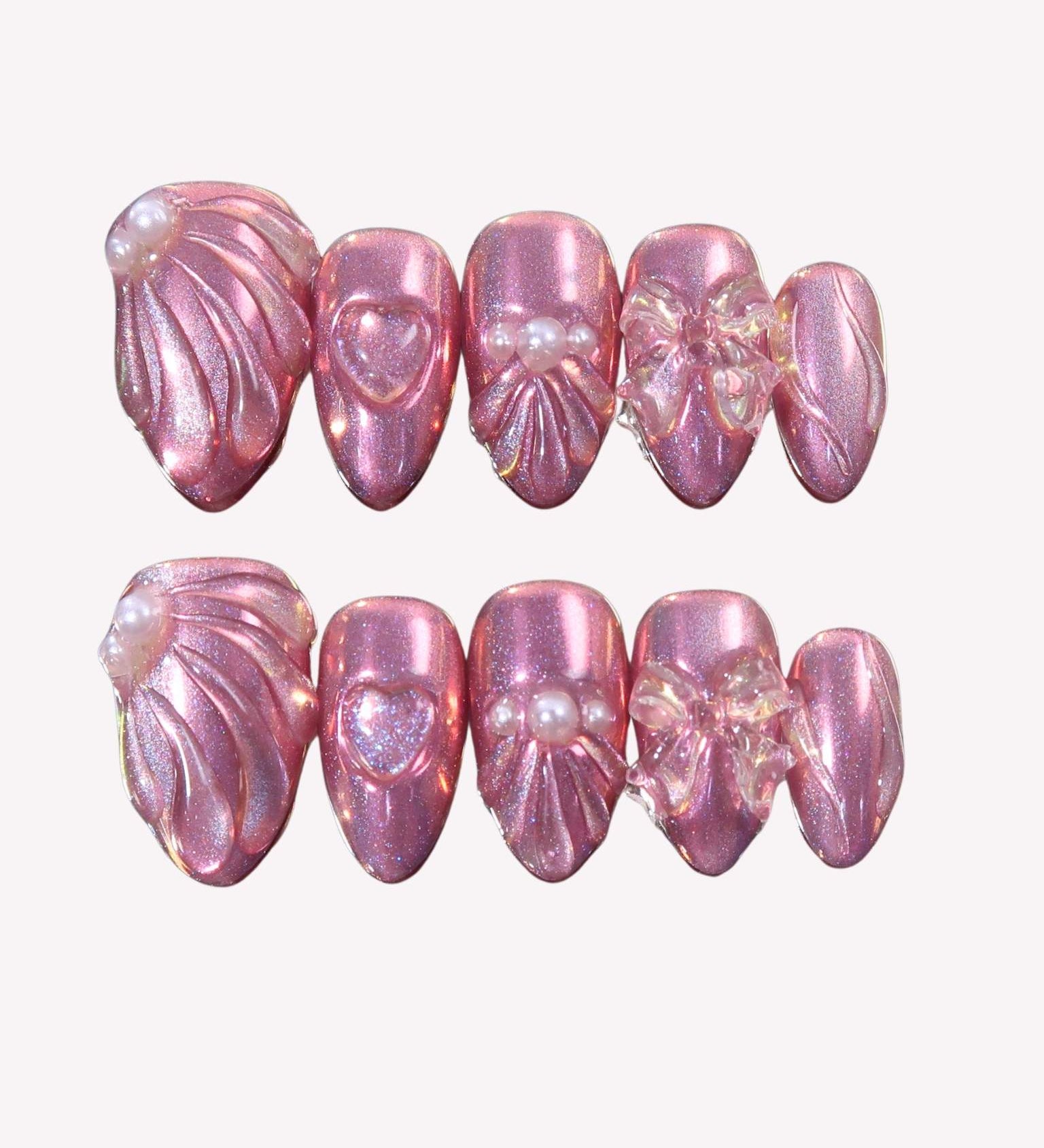 Neon Blush - Ersa Nails Pink Purple Short Almond PressOnNails