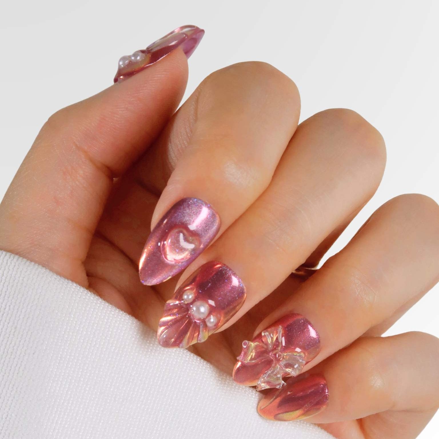 Neon Blush - Ersa Nails Pink Purple Short Almond PressOnNails