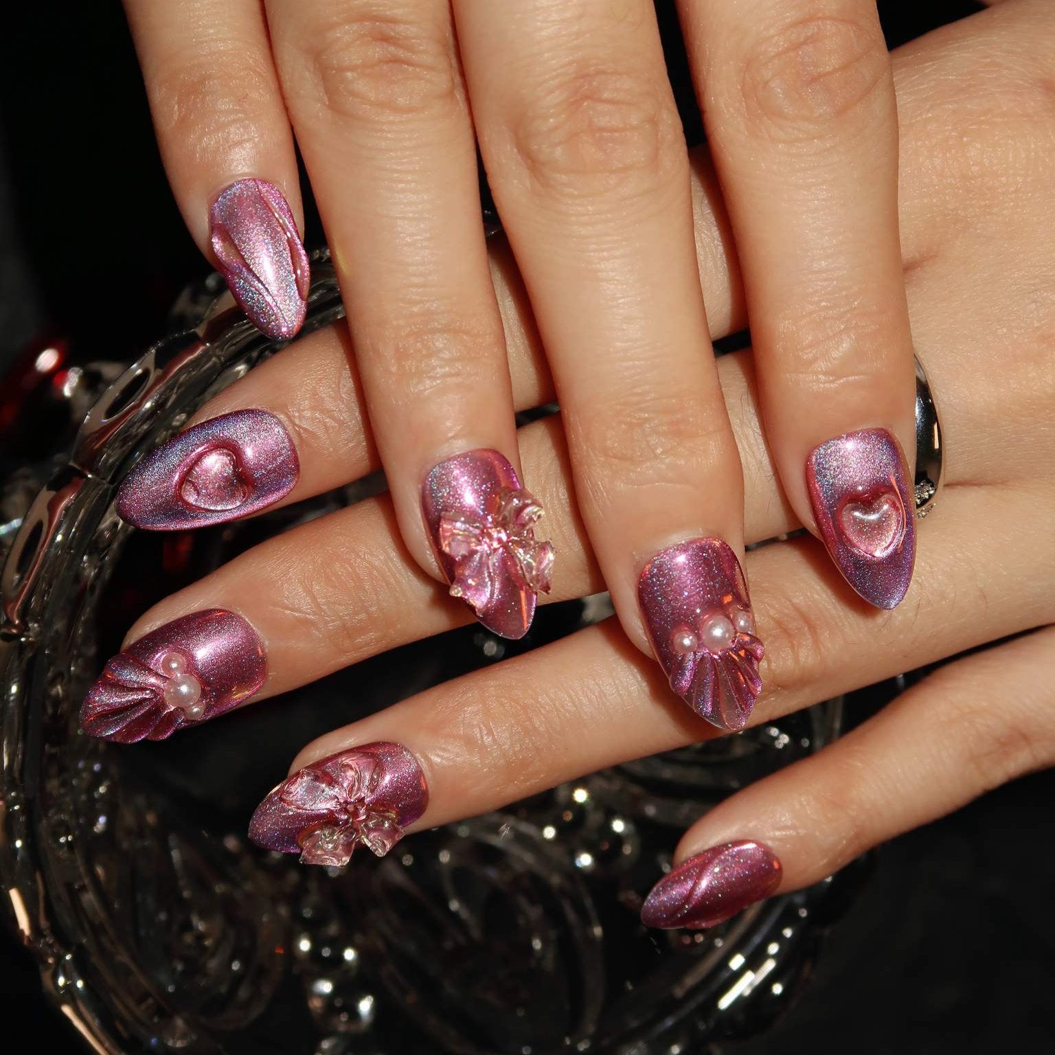 Neon Blush - Ersa Nails Pink Purple Short Almond PressOnNails