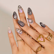 Obsidian - Ersa Nails Black Silver PressOnNails
