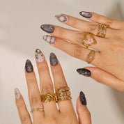 Obsidian - Ersa Nails Black Silver PressOnNails