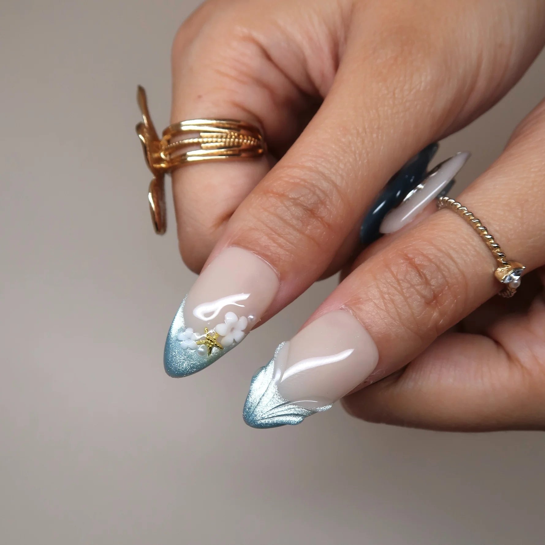 Ocean Breeze - Ersa Nails Nude Blue PressOnNails