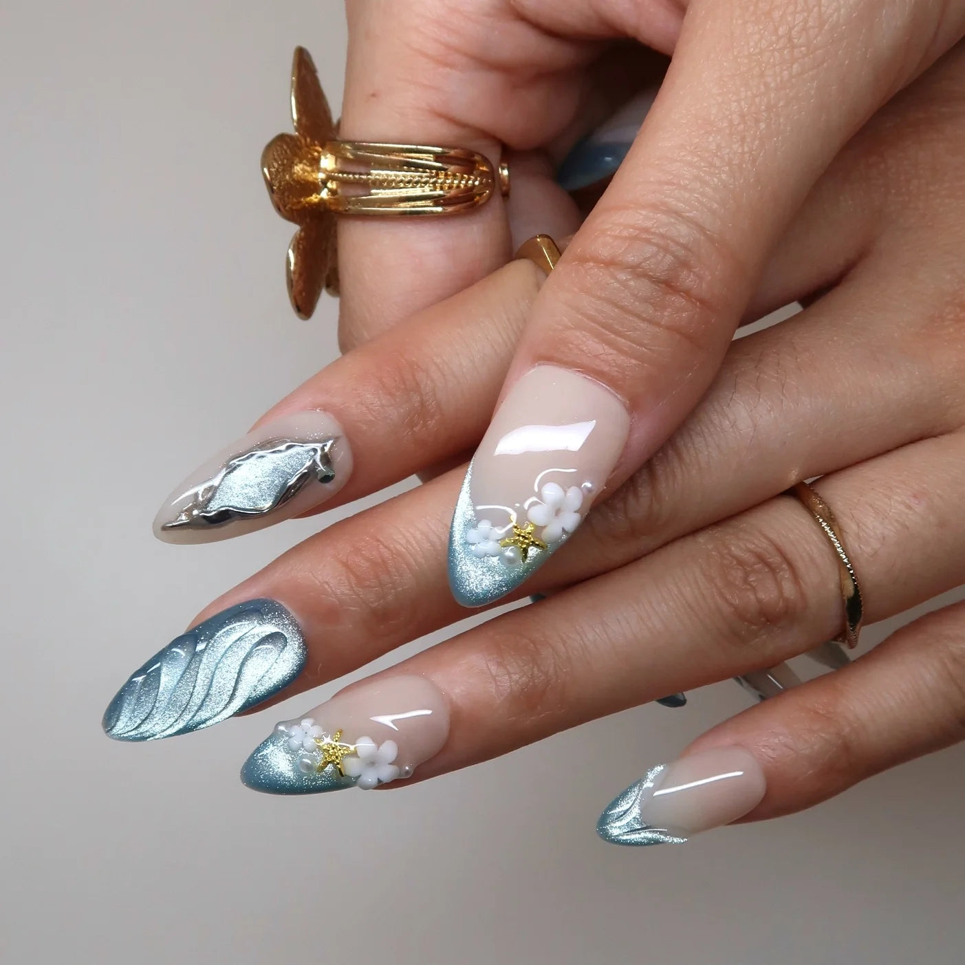 Ocean Breeze - Ersa Nails Nude Blue PressOnNails