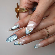 Ocean Breeze - Ersa Nails Nude Blue PressOnNails