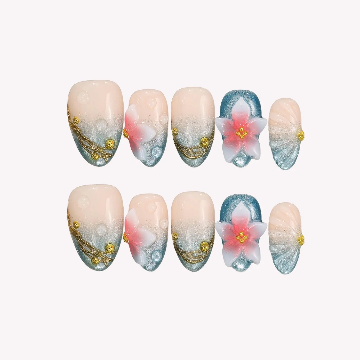 Ocean Whisper - Ersa Nails Blue Nude PressOnNails