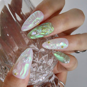  Oceanic Odyssey - Ersa Nails Jade White Medium Almond PressOnNails