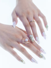  Oceanic Odyssey - Ersa Nails Jade White Medium Almond PressOnNails