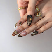 Old Money - Ersa Nails Gold Brown Nude Medium Almond PressOnNails