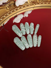  Opalescent S - Ersa Nails Jade Long Coffin PressOnNails