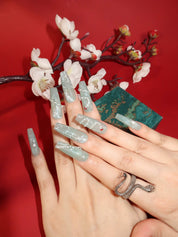  Opalescent S - Ersa Nails Jade Long Coffin PressOnNails