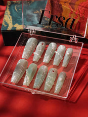  Opalescent S - Ersa Nails Jade Long Coffin PressOnNails