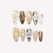 Ornament of Grace - Ersa Nails White Gold PressOnNails