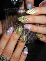 Peach Blossom Matcha - Ersa Nails Jade Pink Short Almond PressOnNails