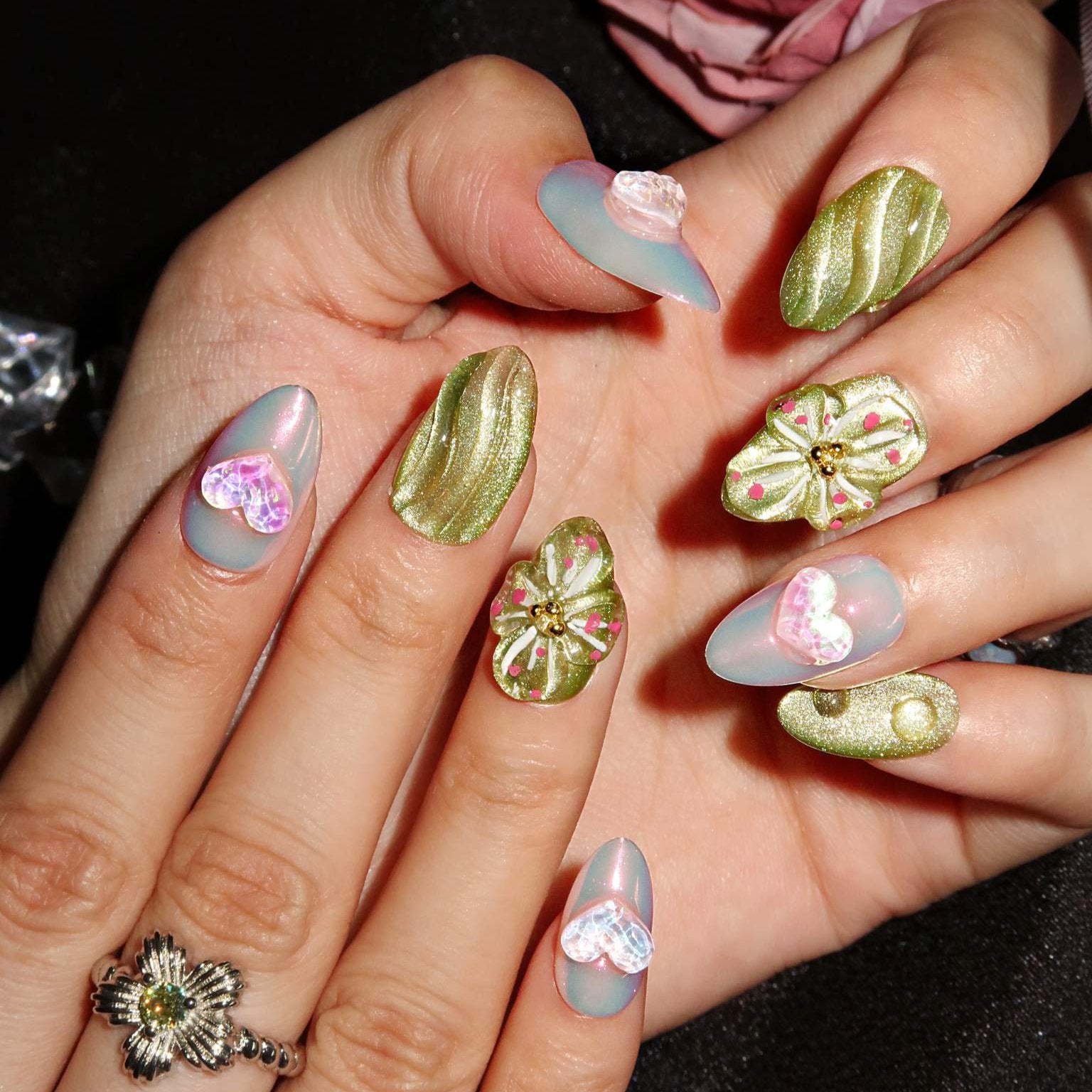 Peach Blossom Matcha - Ersa Nails Jade Pink Short Almond PressOnNails