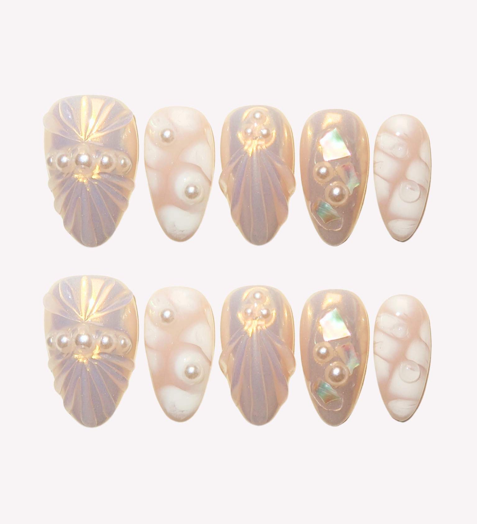 Pearl Seashell - Ersa Nails Nude White PressOnNails