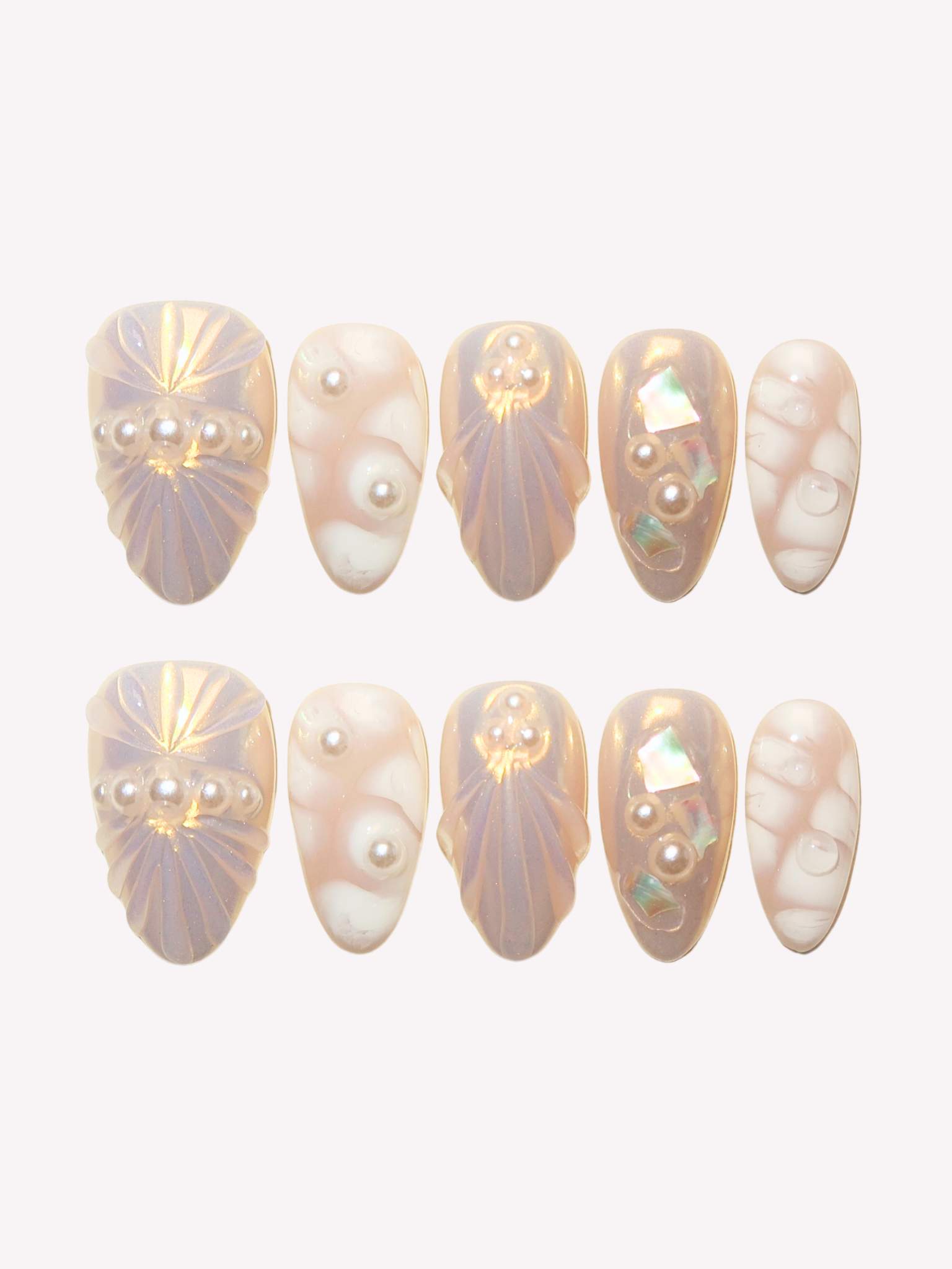 Pearl Seashell - Ersa Nails Nude White PressOnNails