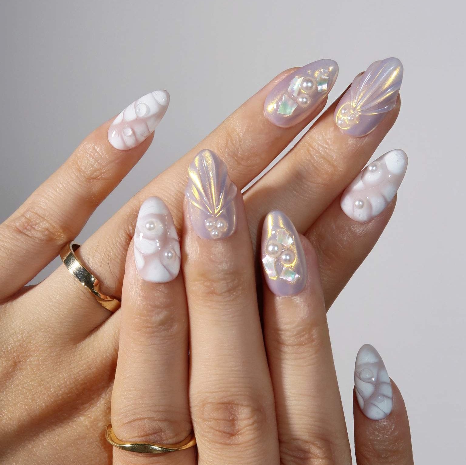 Pearl Seashell - Ersa Nails Nude White PressOnNails