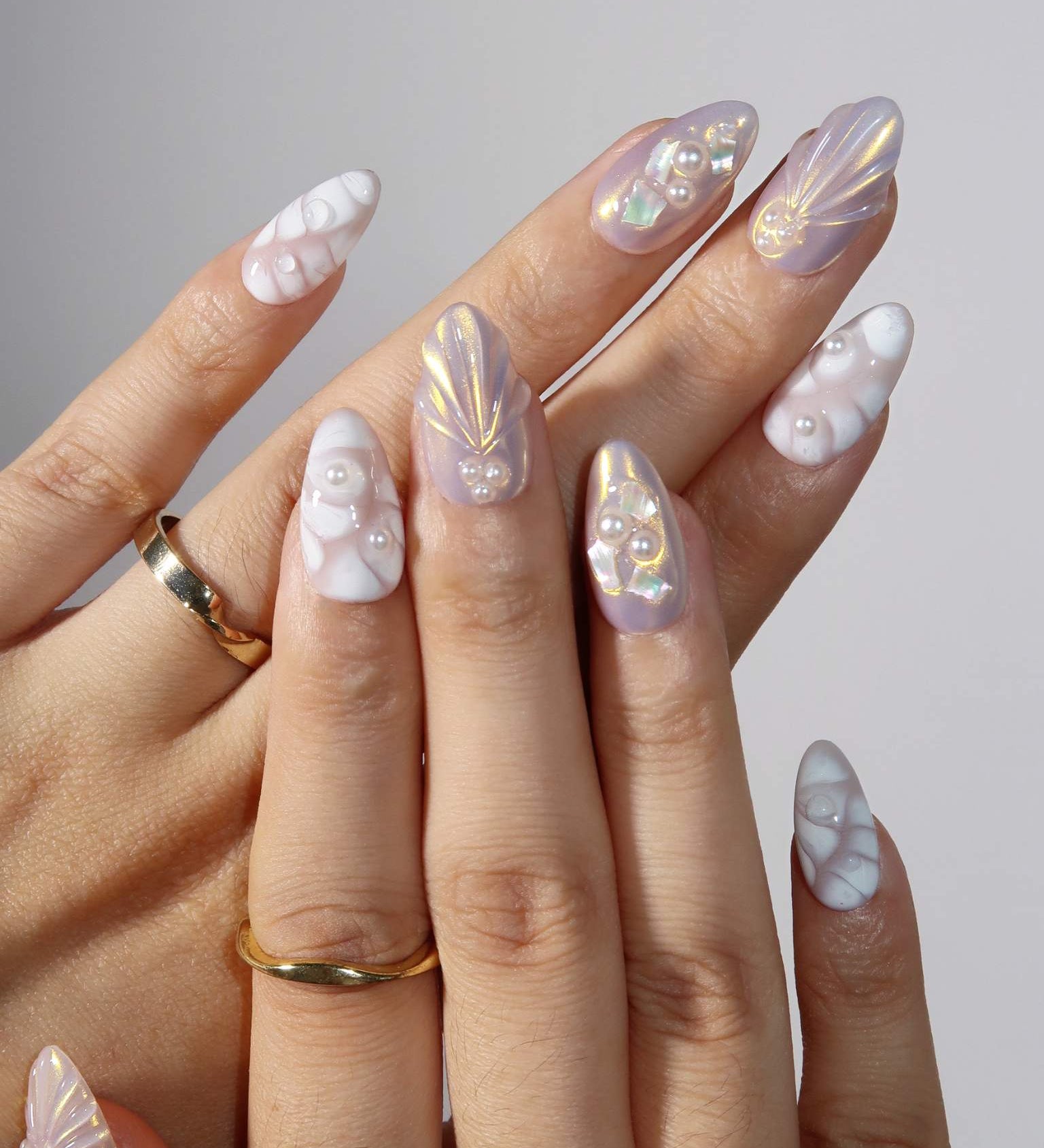 Pearl Seashell - Ersa Nails Nude White PressOnNails