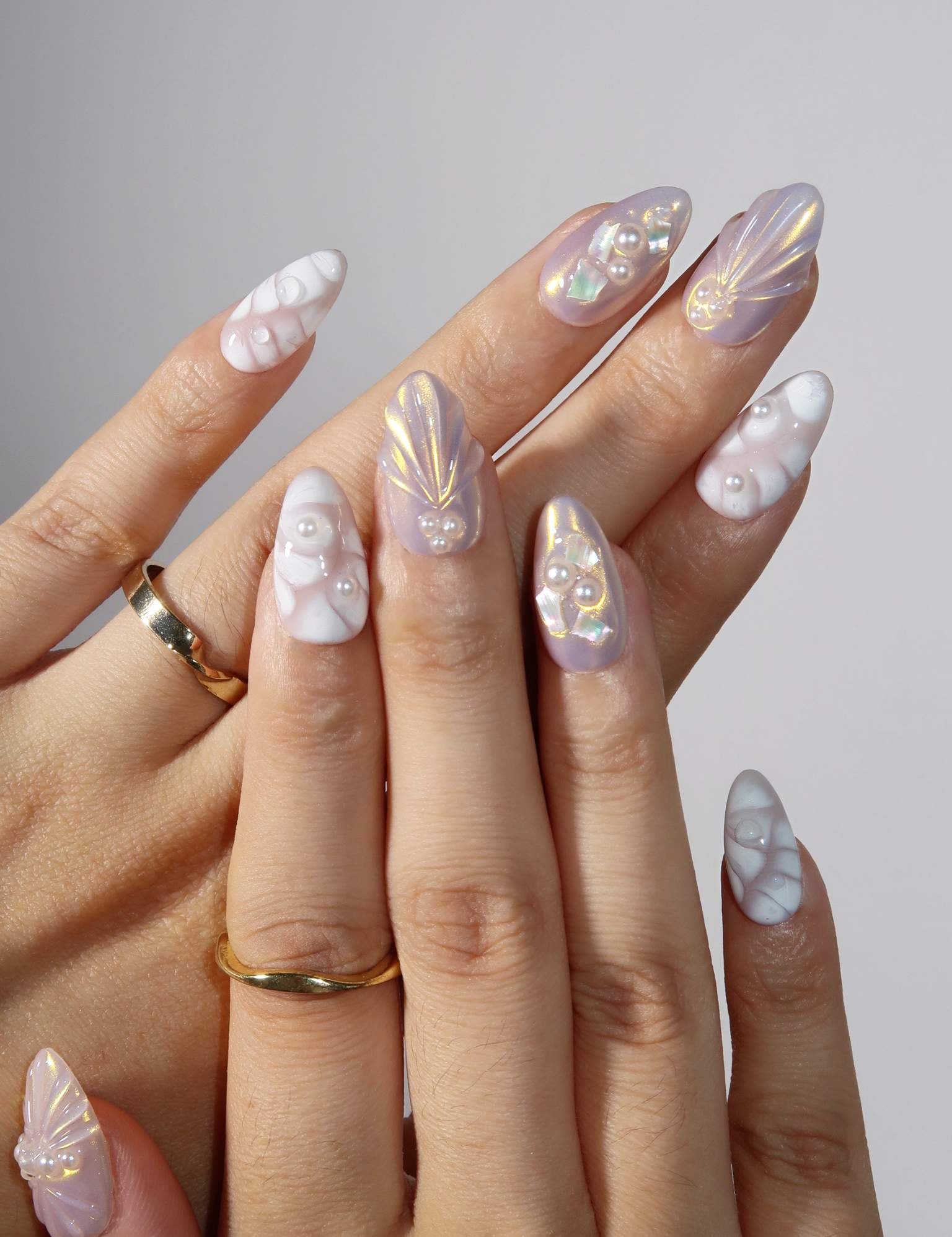 Pearl Seashell - Ersa Nails Nude White PressOnNails