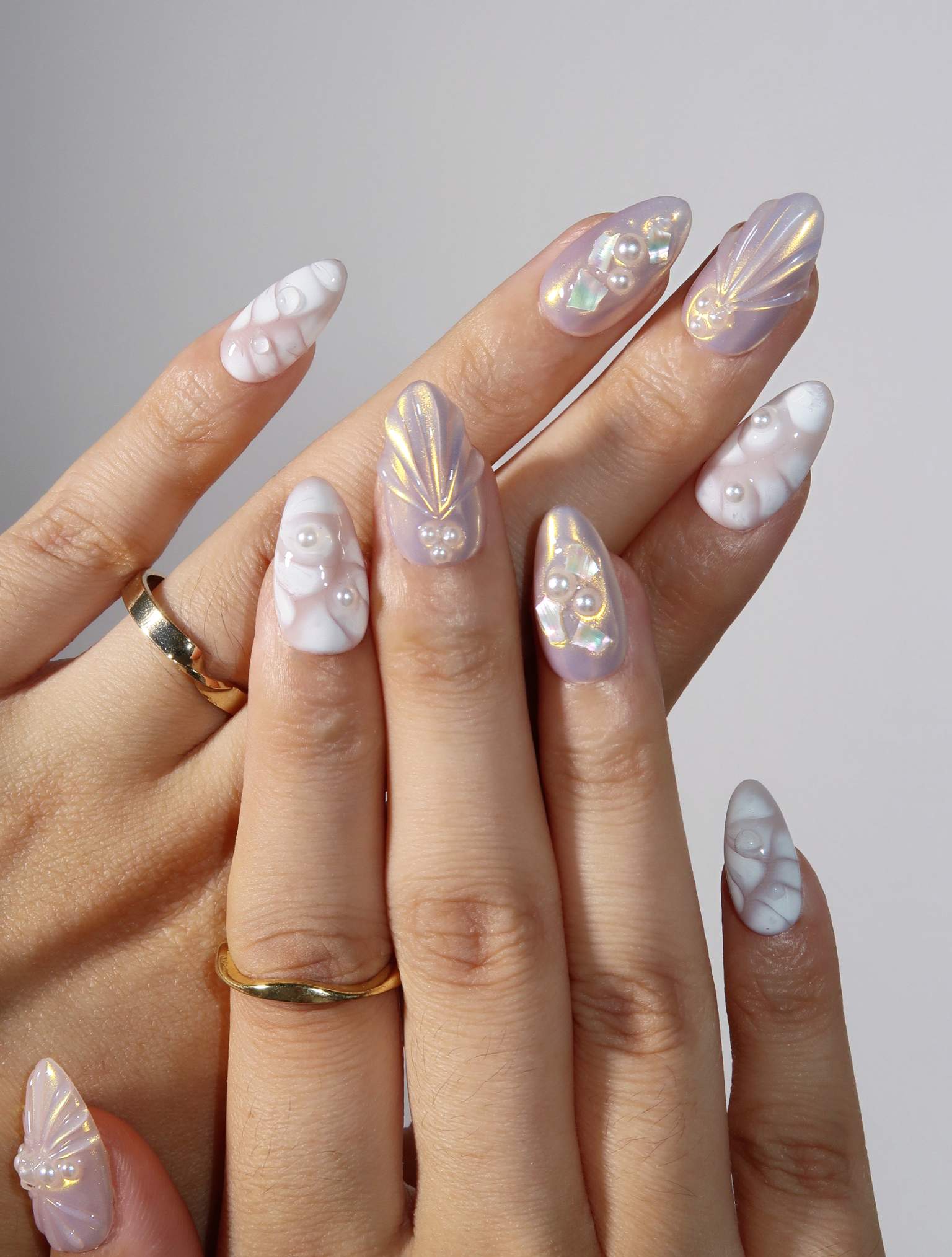 Pearl Seashell - Ersa Nails Nude White PressOnNails