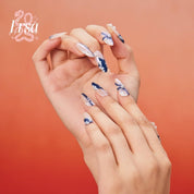 Pearl of the Orient - Ersa Nails Nude White Blue PressOnNails