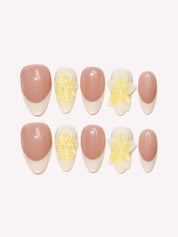 Petal Perfection - Ersa Nails Nude White Yellow PressOnNails