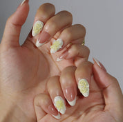 Petal Perfection - Ersa Nails Nude White Yellow PressOnNails