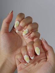 Petal Perfection - Ersa Nails Nude White Yellow PressOnNails