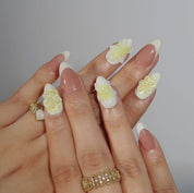 Petal Perfection - Ersa Nails Nude White Yellow PressOnNails