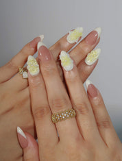 Petal Perfection - Ersa Nails Nude White Yellow PressOnNails