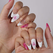 Petals in Bloom - Ersa Nails Nude Pink White PressOnNails