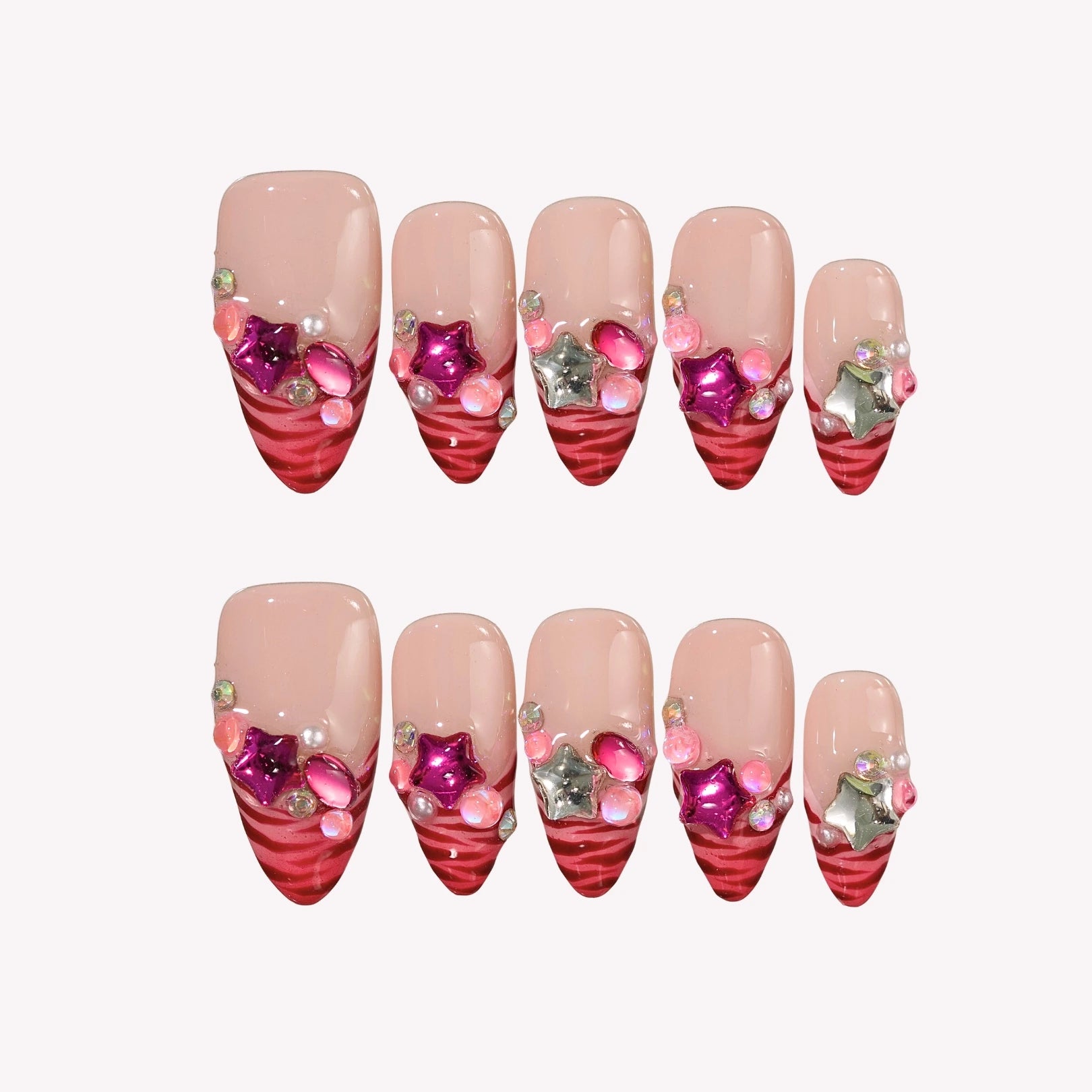 Pink Fever - Ersa Nails Pink Red PressOnNails