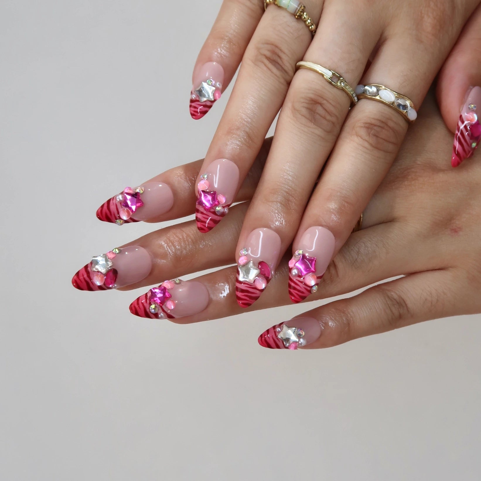 Pink Fever - Ersa Nails Pink Red PressOnNails