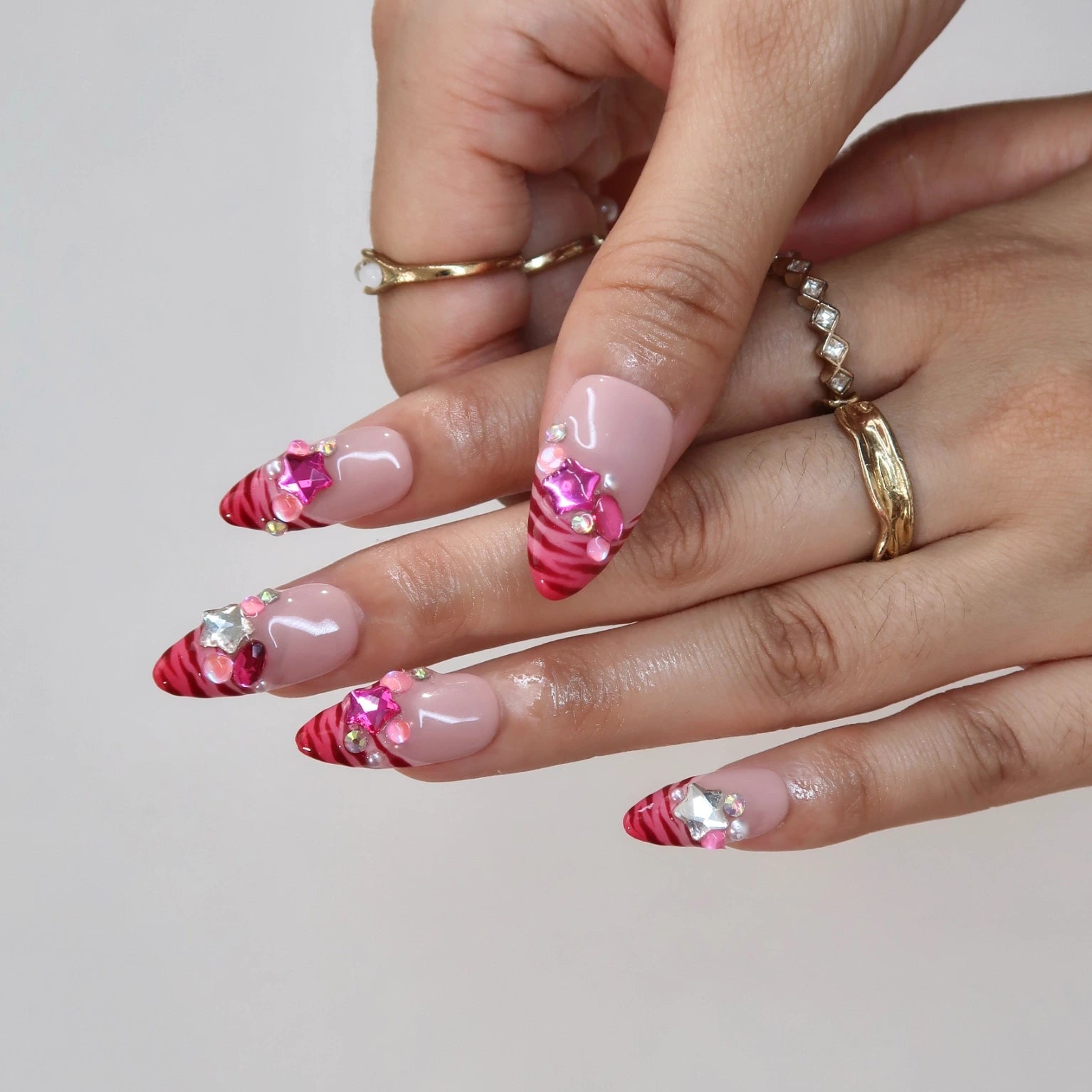 Pink Fever - Ersa Nails Pink Red PressOnNails