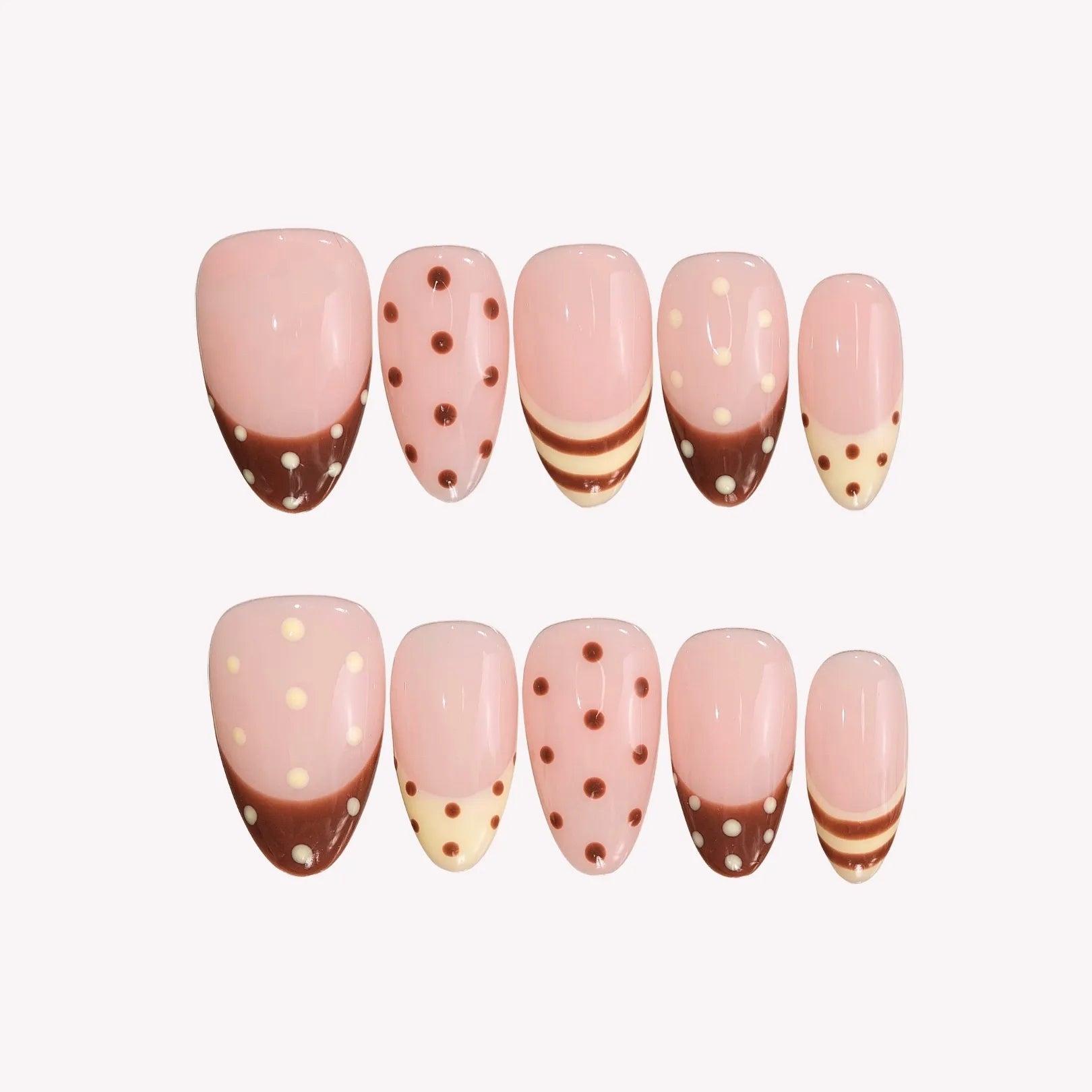 Pink Sorbet - Ersa Nails Nude Brown Yellow PressOnNails