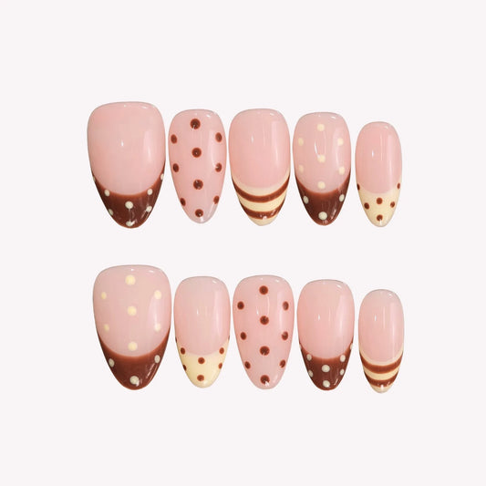 Pink Sorbet - Ersa Nails Nude Brown Yellow PressOnNails