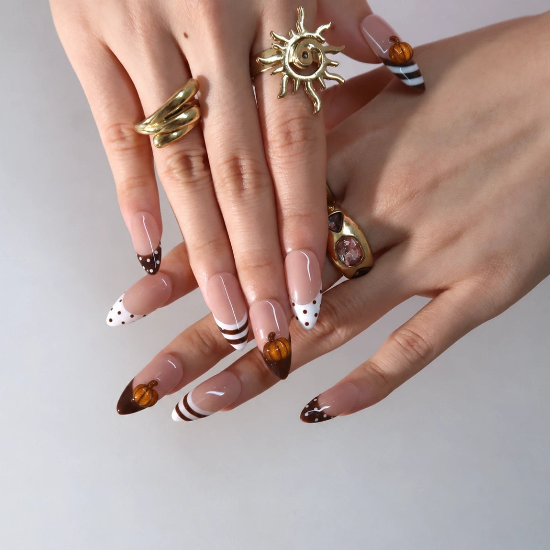 Pumpkin Spice Latte - Ersa Nails Nude Brown PressOnNails