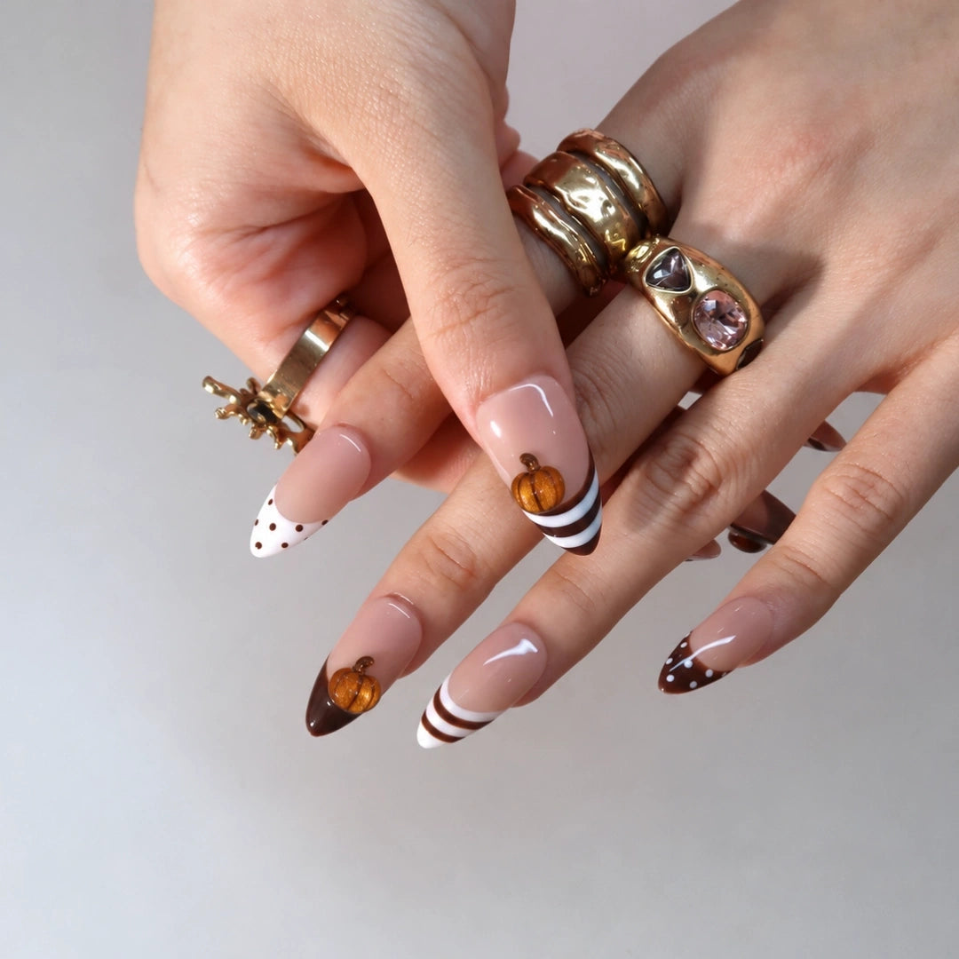 Pumpkin Spice Latte - Ersa Nails Nude Brown PressOnNails