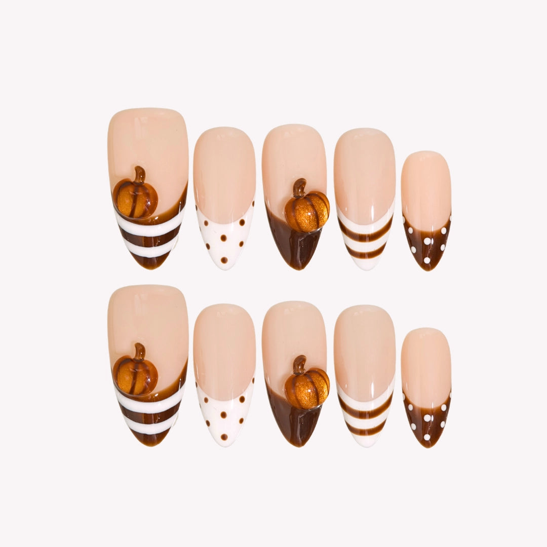 Pumpkin Spice Latte - Ersa Nails Nude Brown PressOnNails