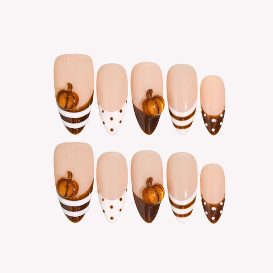 Pumpkin Spice Latte - Ersa Nails Nude Brown PressOnNails