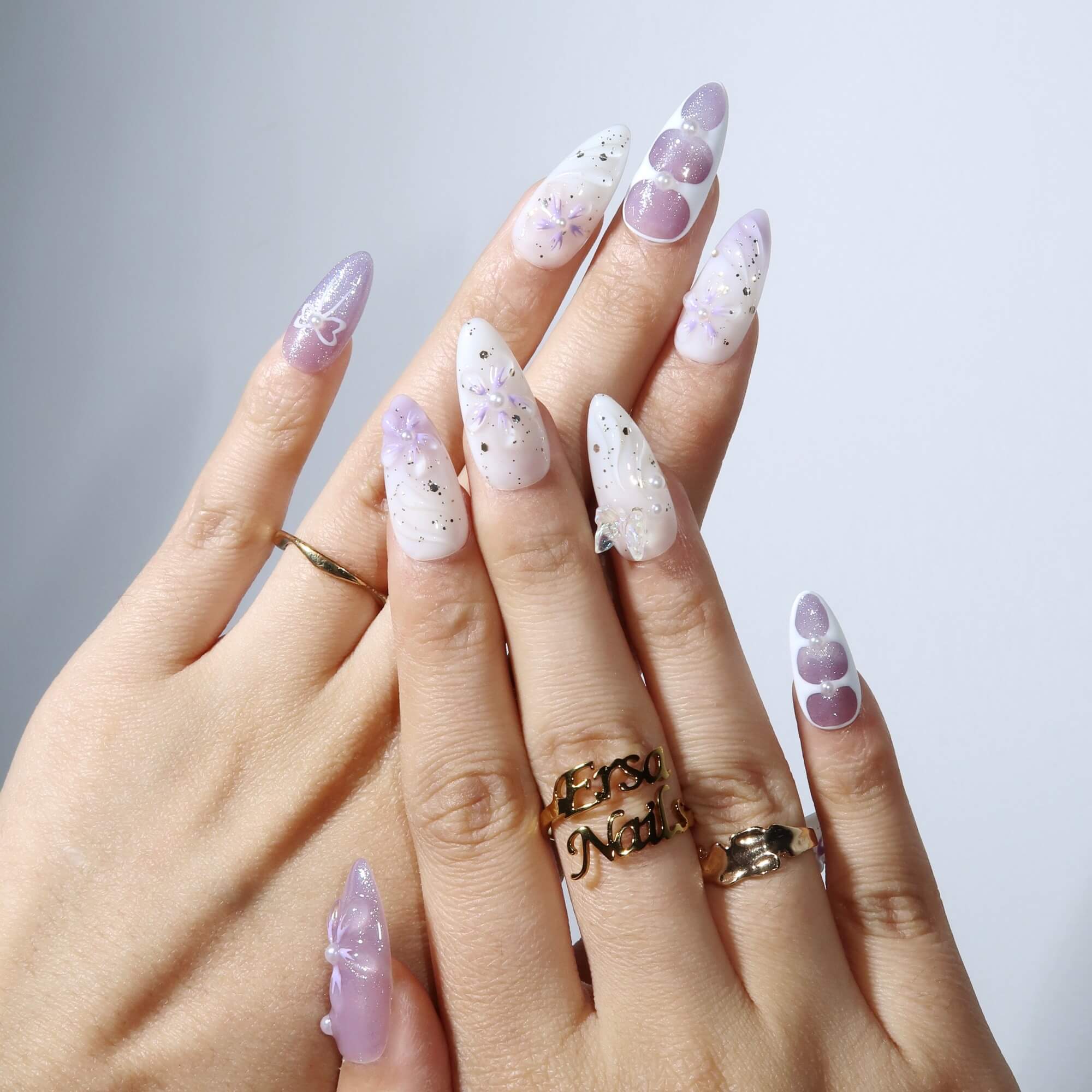 Purple Patch - Ersa Nails White Purple PressOnNails