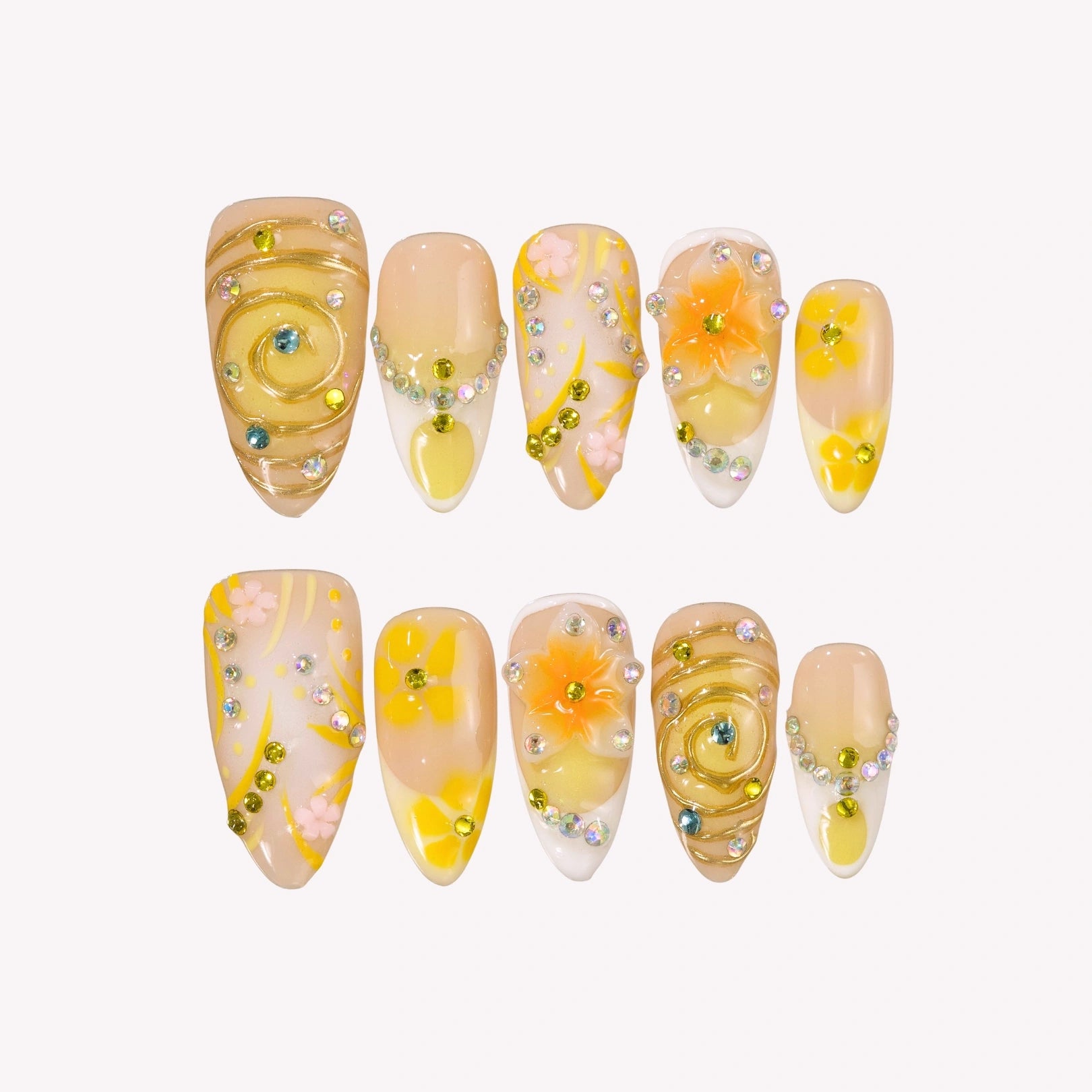 Radiant - Ersa Nails White  Yellow PressOnNails