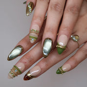 Rich Girl - Ersa Nails Nude Jade Gold PressOnNails
