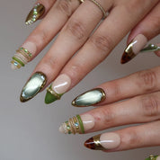 Rich Girl - Ersa Nails Nude Jade Gold PressOnNails